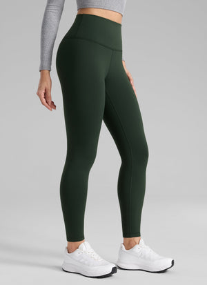 Thermal Fleece Lined Leggings - Matte Finish, 28 Inch Tall Legend Green - view 1