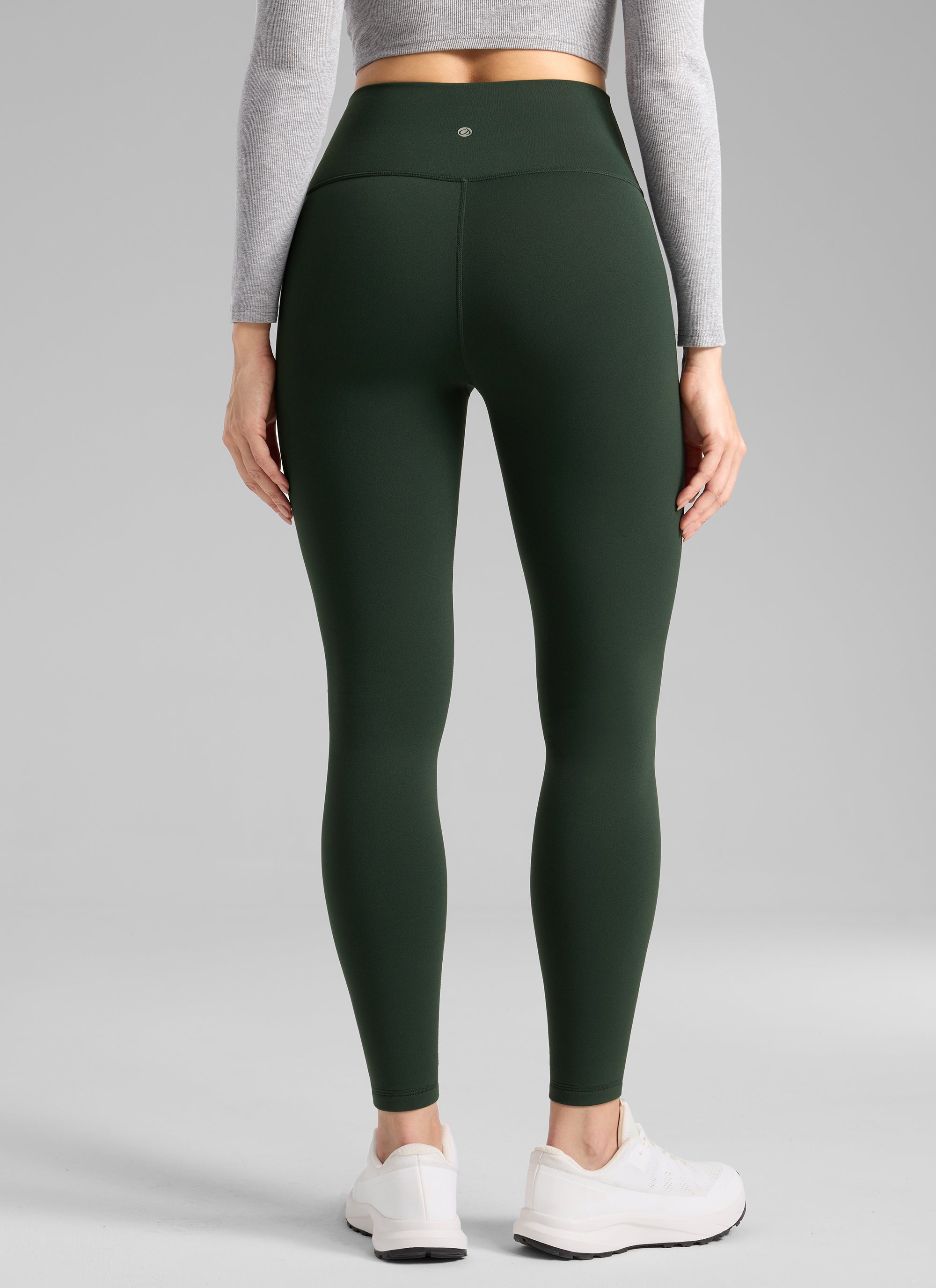 Thermal Fleece Lined Leggings - Matte Finish, 28 Inch Tall Legend Green - view 2