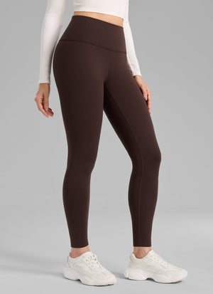 Thermal Fleece Lined Leggings - Matte Finish, 28 Inch Tall Hot Fudge Brown - view 1