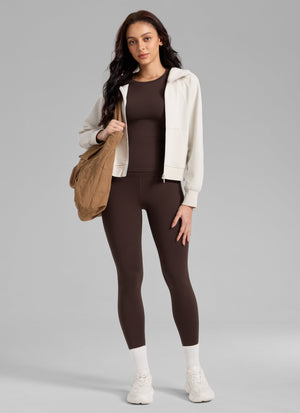 Thermal Fleece Lined Leggings - Matte Finish, 28 Inch Tall Hot Fudge Brown - view 3