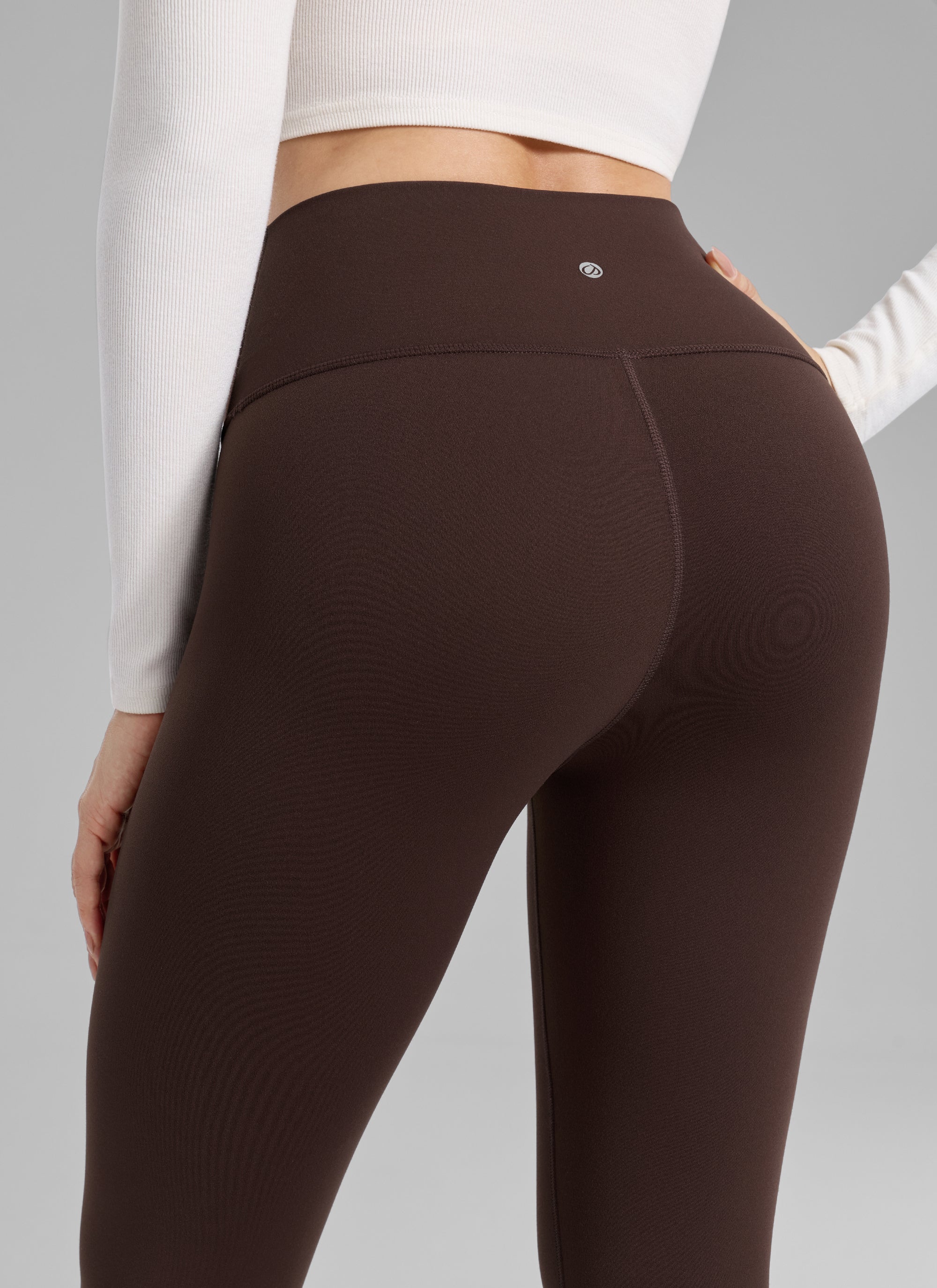 Thermal Fleece Lined Leggings - Matte Finish, 28 Inch Tall Hot Fudge Brown - view 5