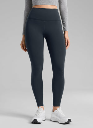 Thermal Fleece Lined Leggings - Matte Finish, 28 Inch Tall True Navy - view 1