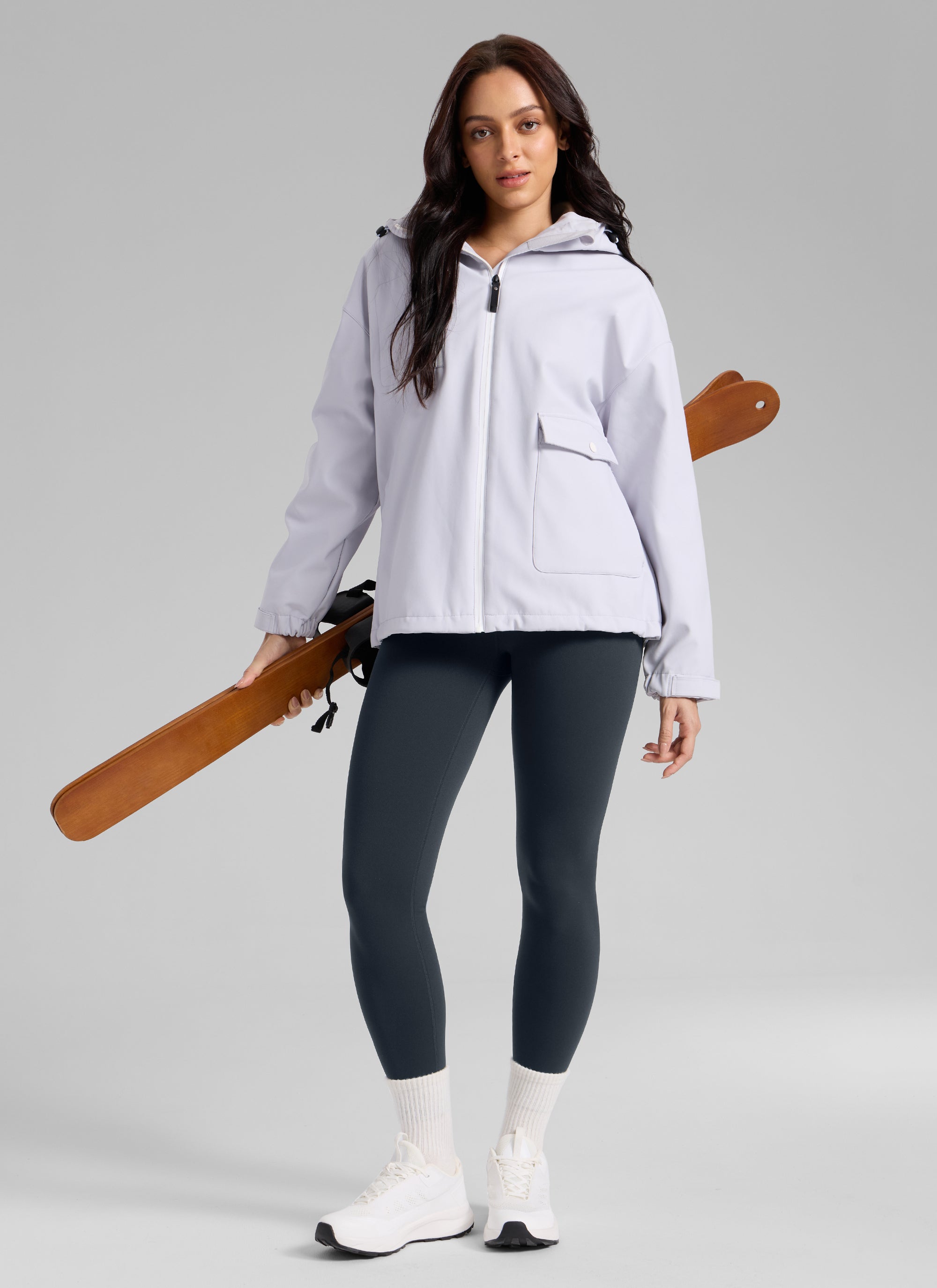Thermal Fleece Lined Leggings - Matte Finish, 28 Inch Tall True Navy - view 3