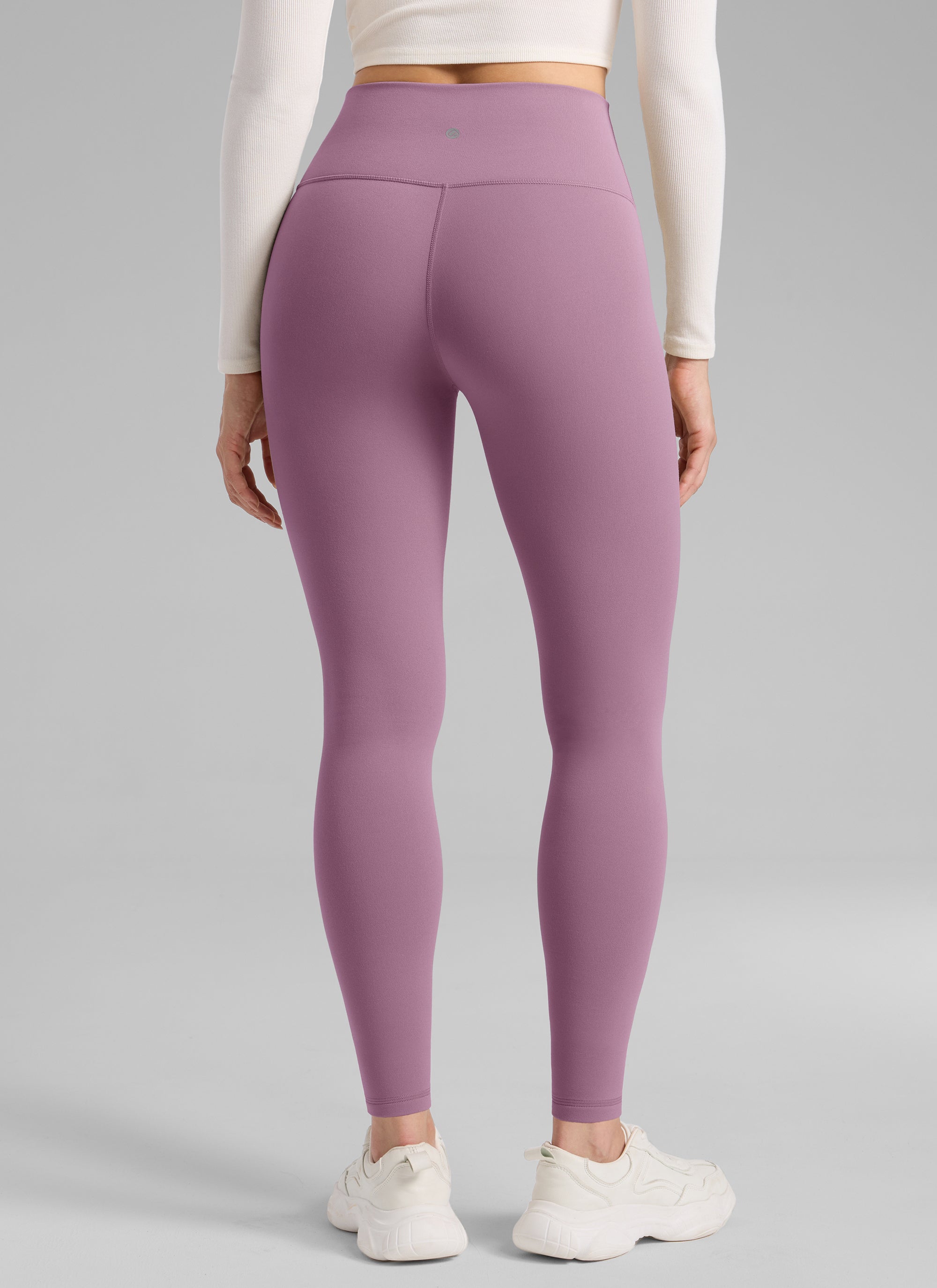 Thermal Fleece Lined Leggings - Matte Finish, 28 Inch Tall Light Lavender - view 2