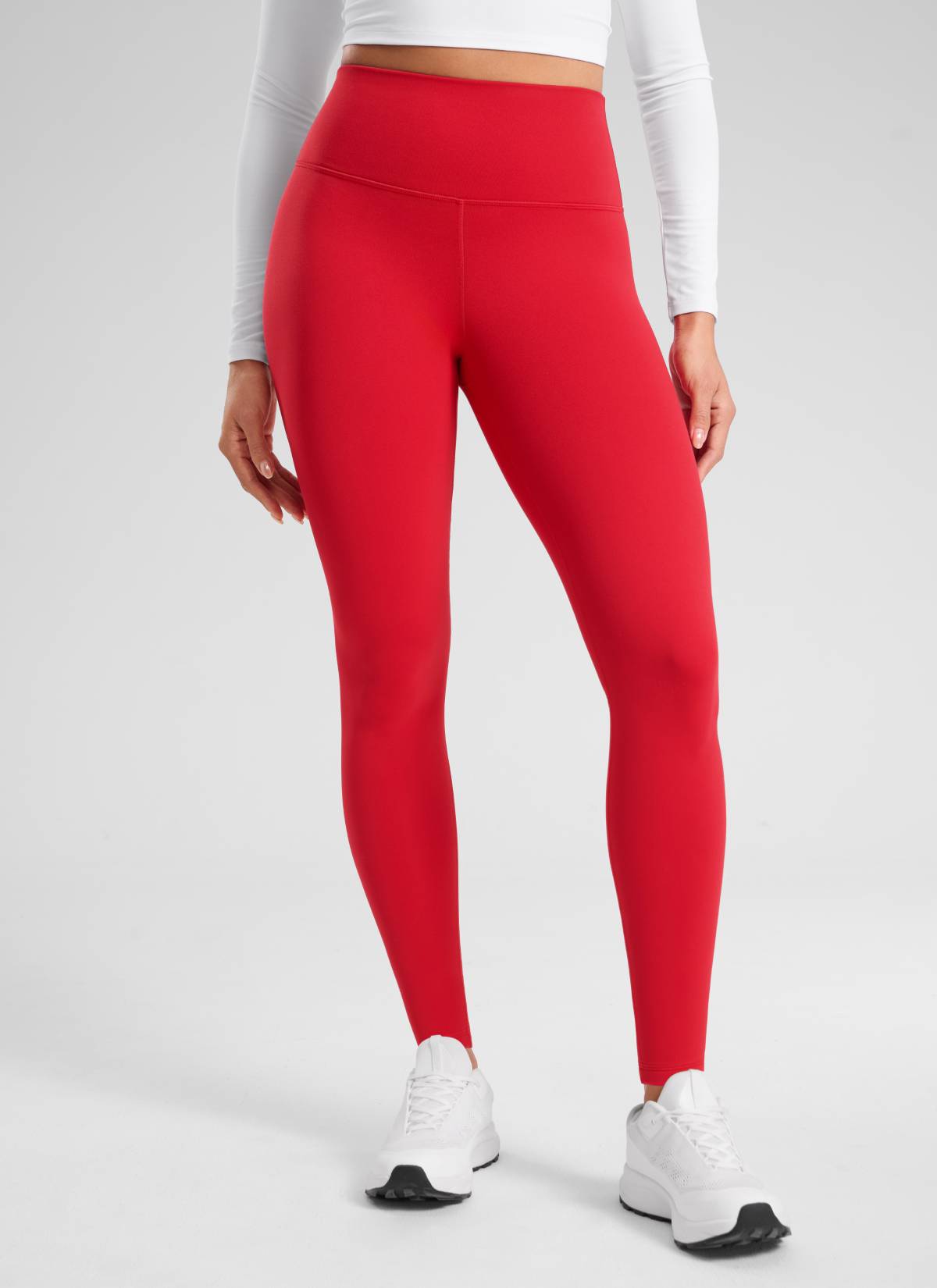 Thermal Fleece Lined Leggings - Matte Finish, 28 Inch Tall Aurora Red - view 1