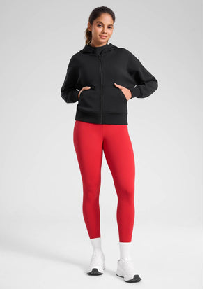 Thermal Fleece Lined Leggings - Matte Finish, 28 Inch Tall Aurora Red - view 3