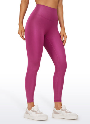 Matte Faux Leather Leggings - High Waist, 25 Inch Magenta Purple Classic Pattern - view 1