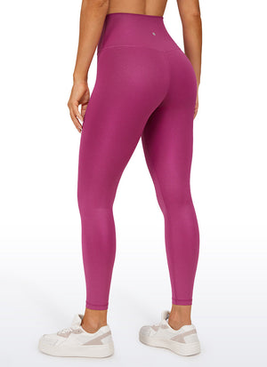 Matte Faux Leather Leggings - High Waist, 25 Inch Magenta Purple Classic Pattern - view 2