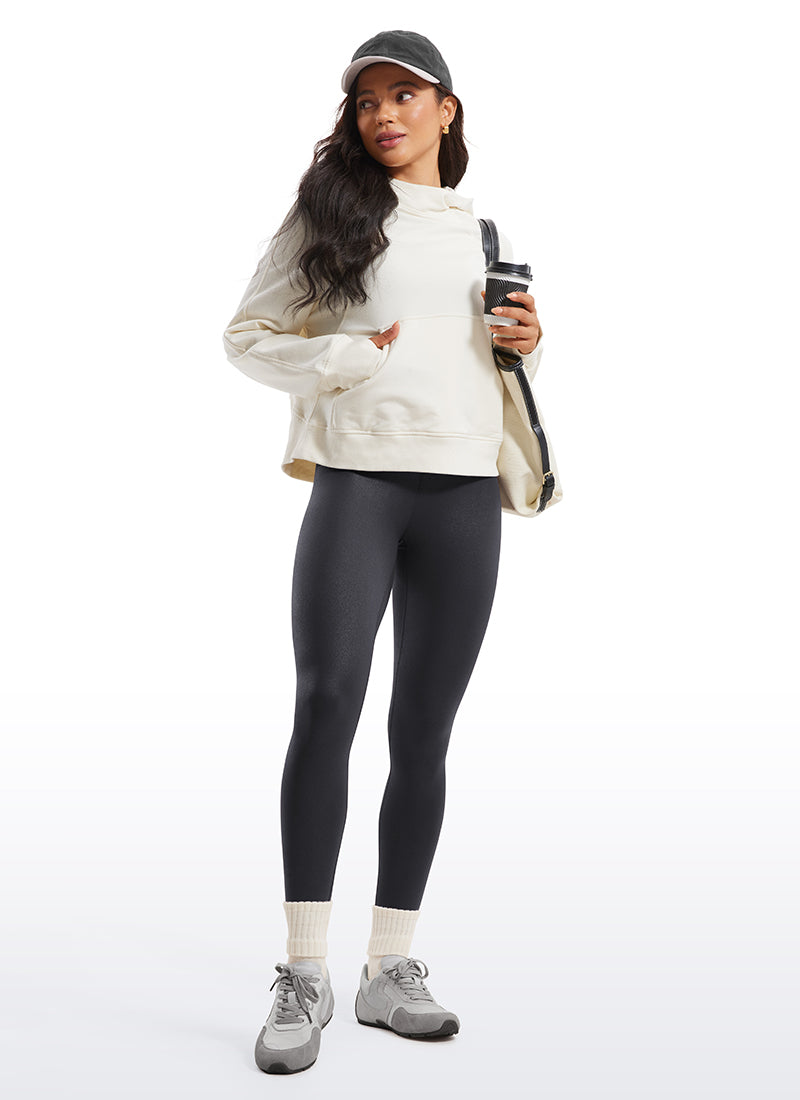 Matte Faux Leather Leggings - High Waist, 25 Inch Mysterious Grey Foil Pattern - view 3