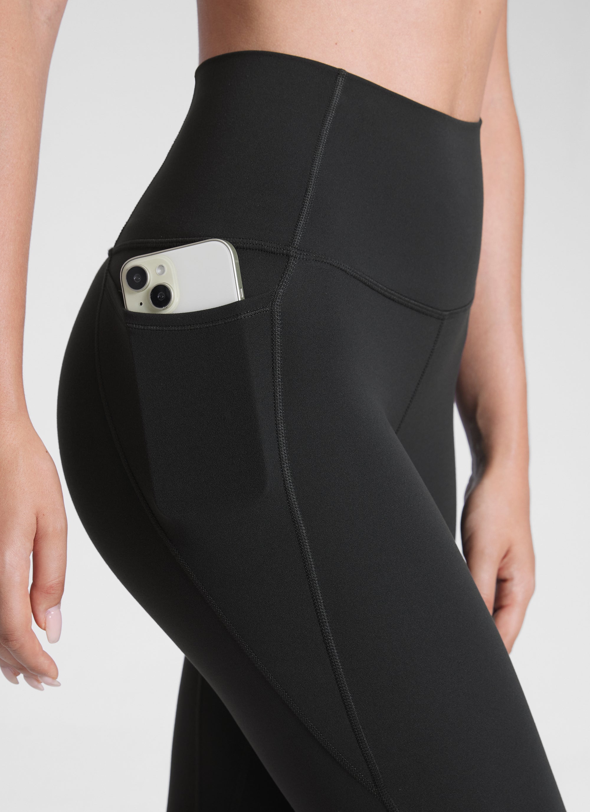 Yoga Leggings with Pockets - Butterluxe Fabric, 25 Inch Black - view 3