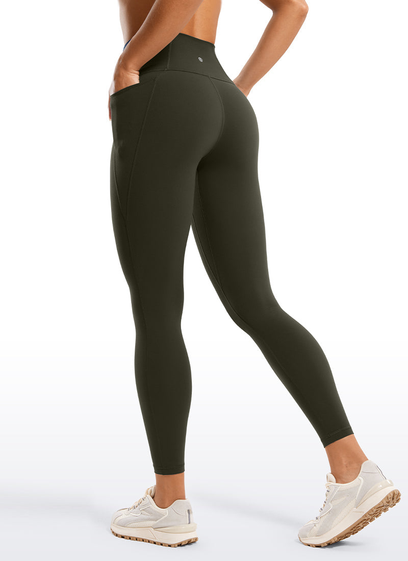 Yoga Leggings with Pockets - Butterluxe Fabric, 25 Inch Olive Green - view 2