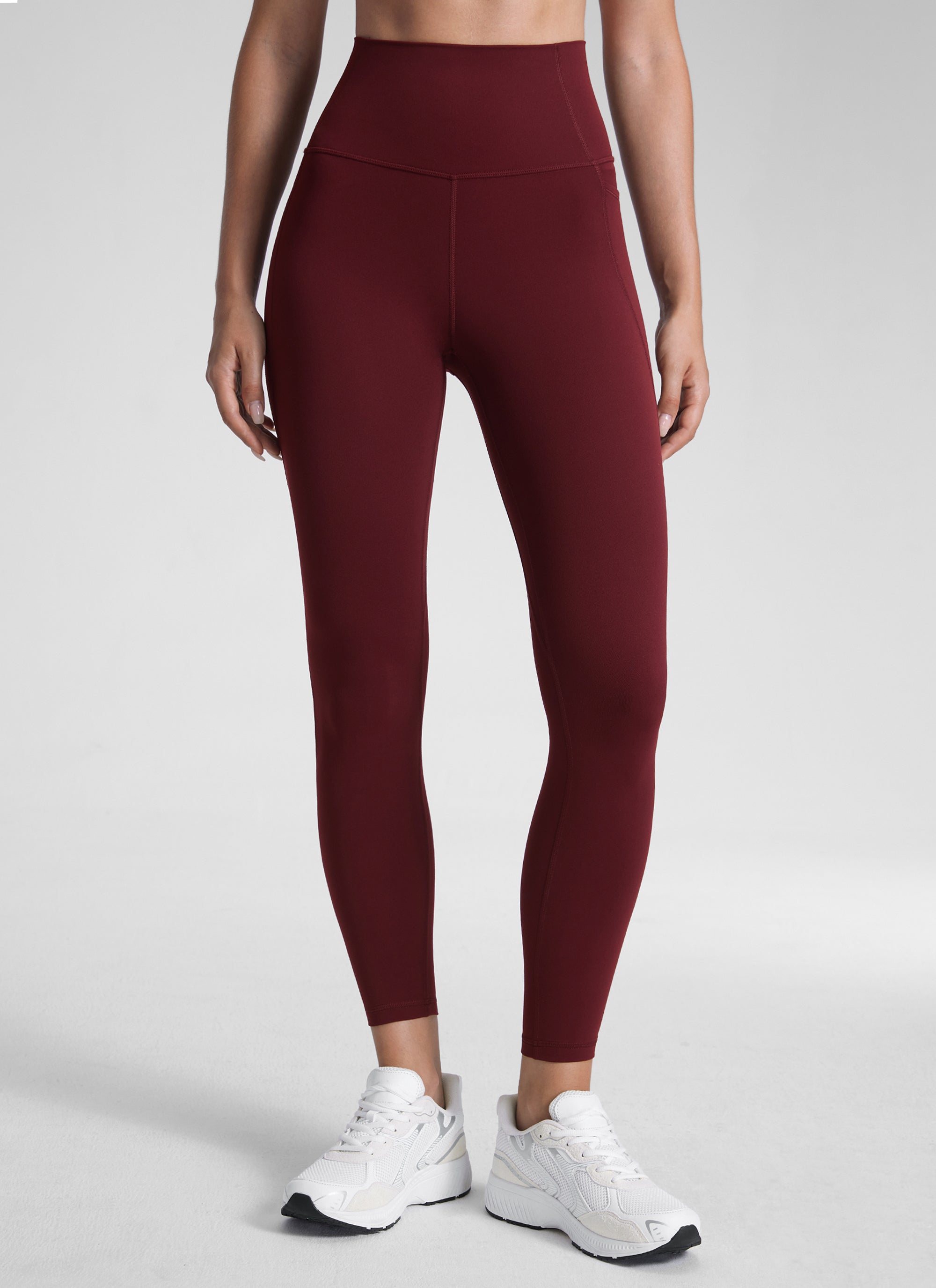 Yoga Leggings with Pockets - Butterluxe Fabric, 25 Inch Red Merlot - view 1