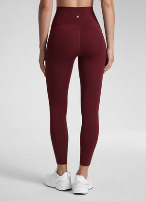 Yoga Leggings with Pockets - Butterluxe Fabric, 25 Inch Red Merlot - view 2