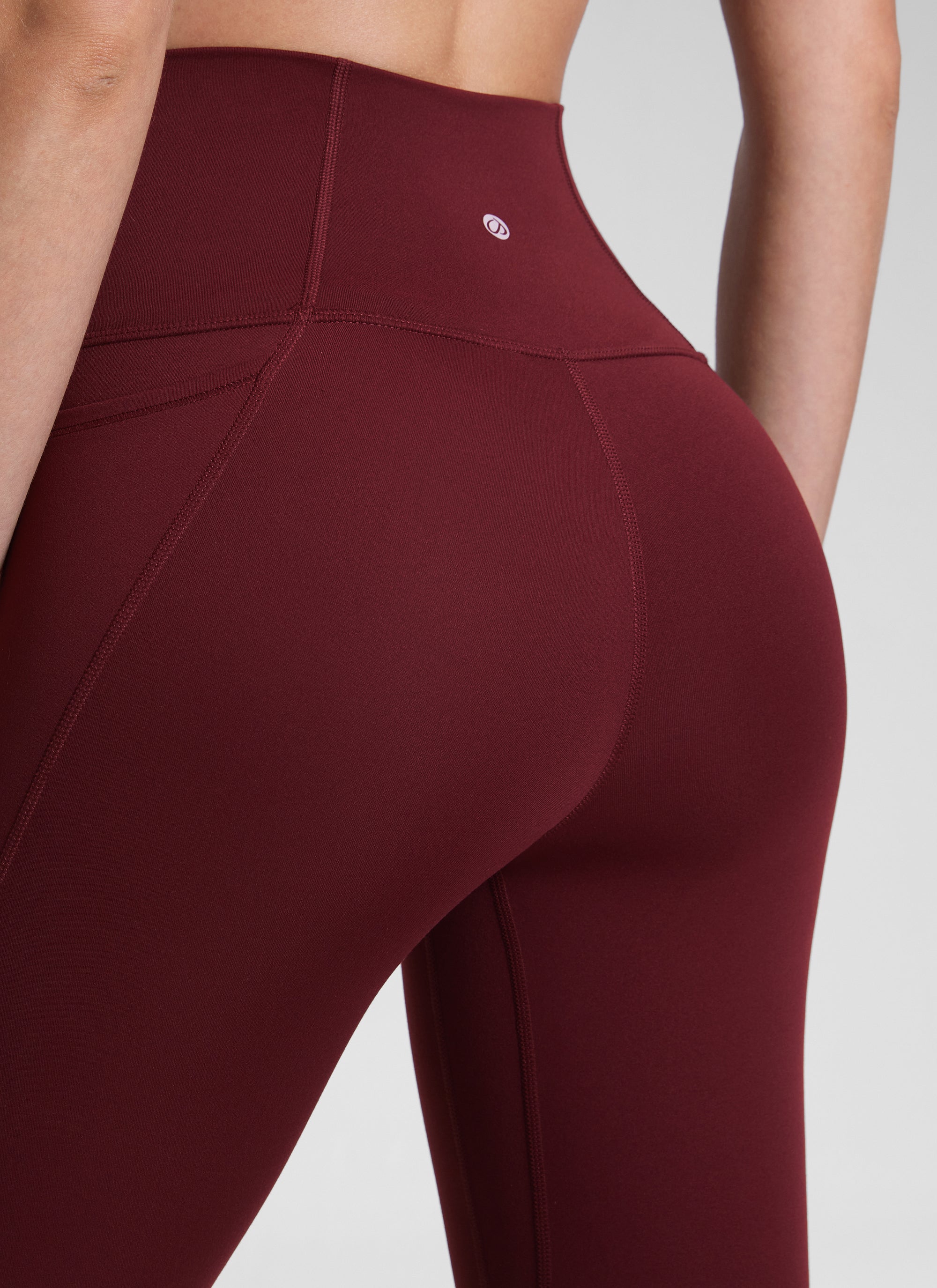 Yoga Leggings with Pockets - Butterluxe Fabric, 25 Inch Red Merlot - view 3