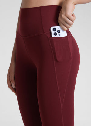 Yoga Leggings with Pockets - Butterluxe Fabric, 25 Inch Red Merlot - view 4