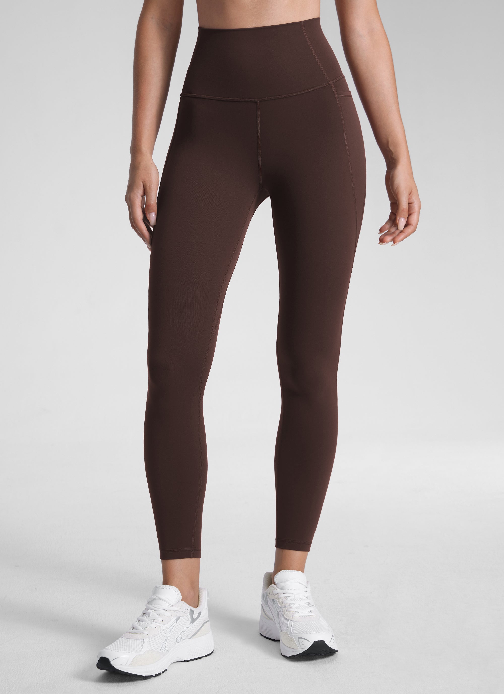 Yoga Leggings with Pockets - Butterluxe Fabric, 25 Inch Hot Fudge Brown - view 1