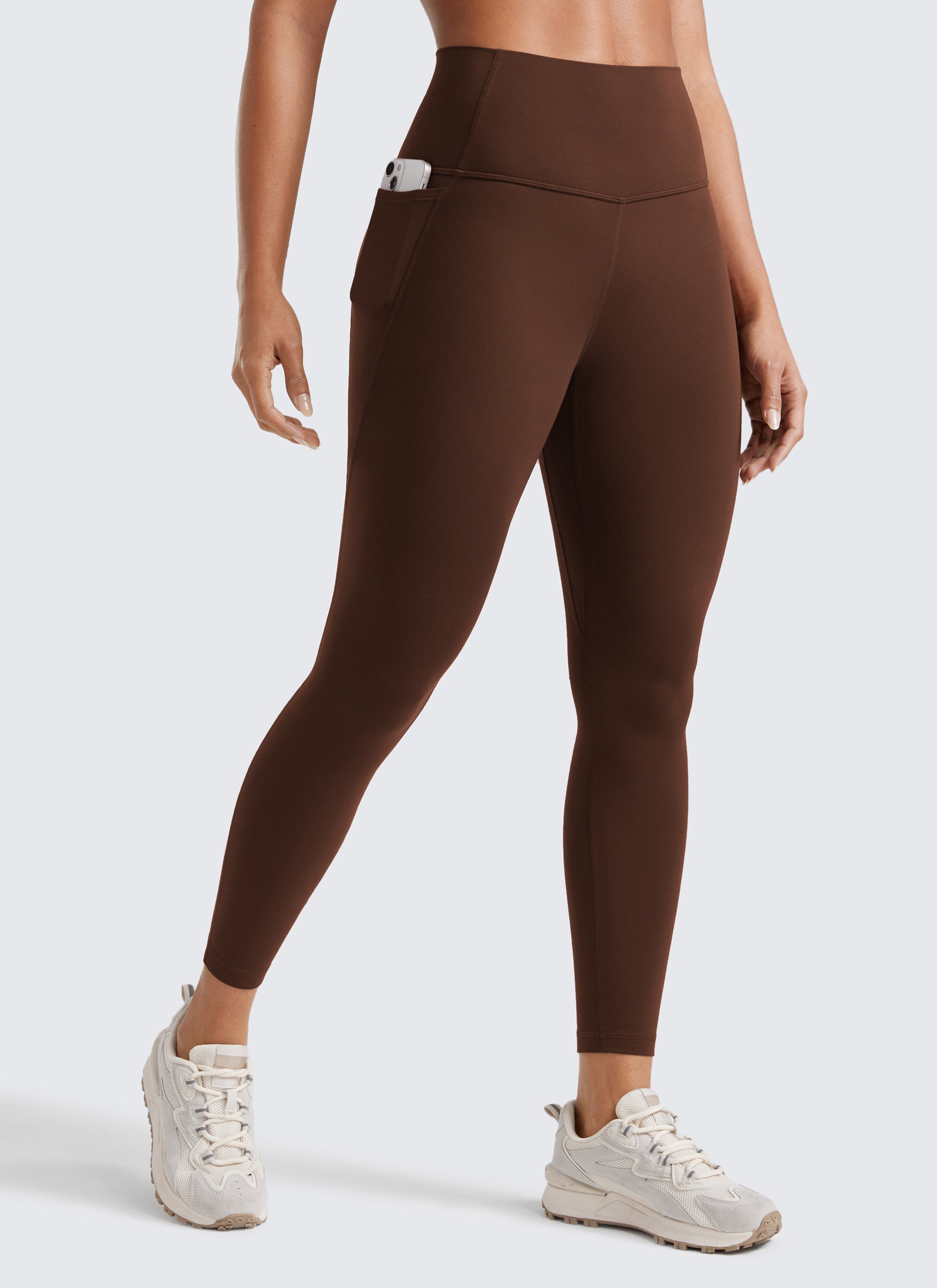 Yoga Leggings with Pockets - Butterluxe Fabric, 25 Inch Lava Brown - view 1