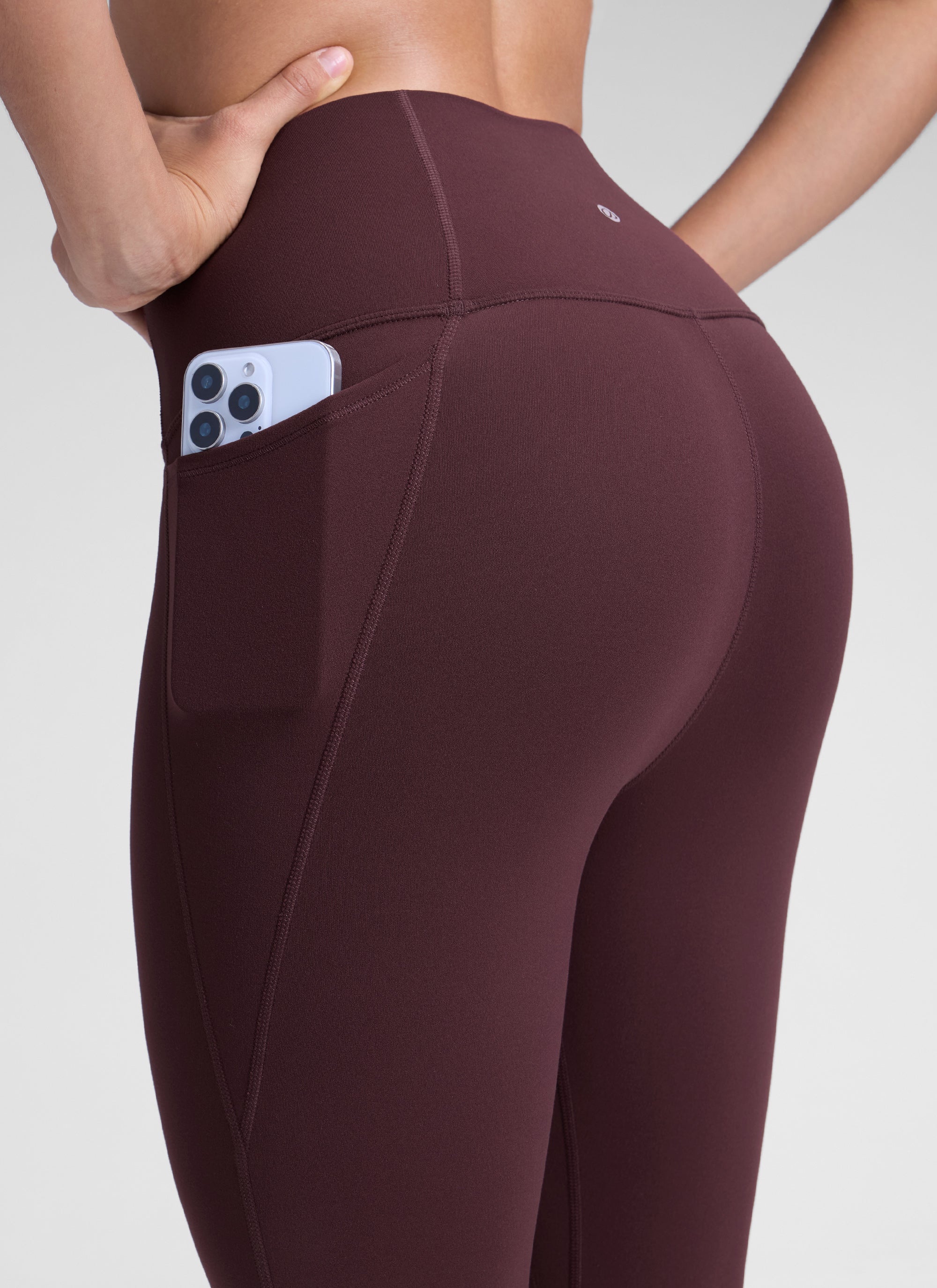 Yoga Leggings with Pockets - Butterluxe Fabric, 25 Inch Ripe Plum - view 3