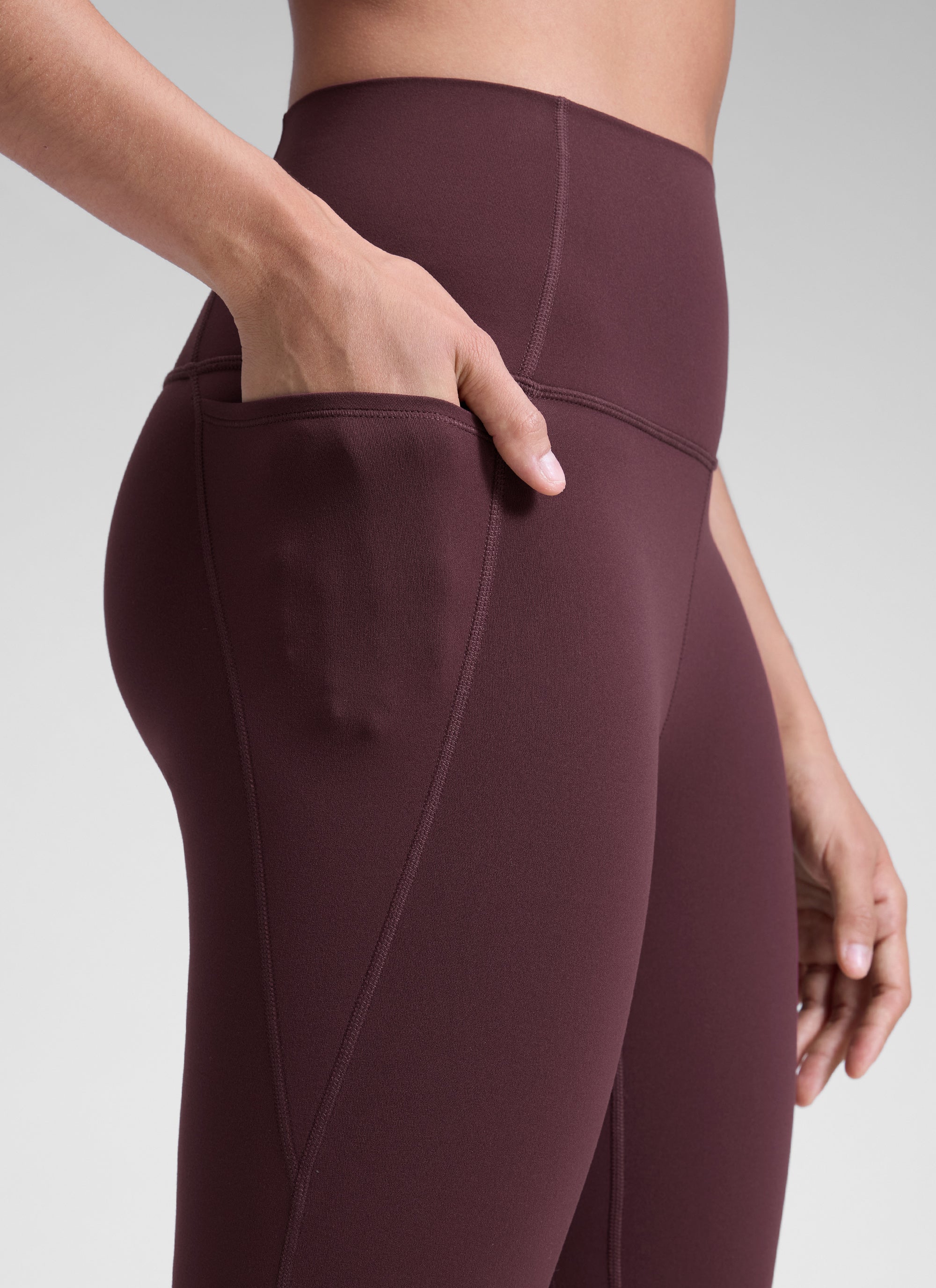 Yoga Leggings with Pockets - Butterluxe Fabric, 25 Inch Ripe Plum - view 4