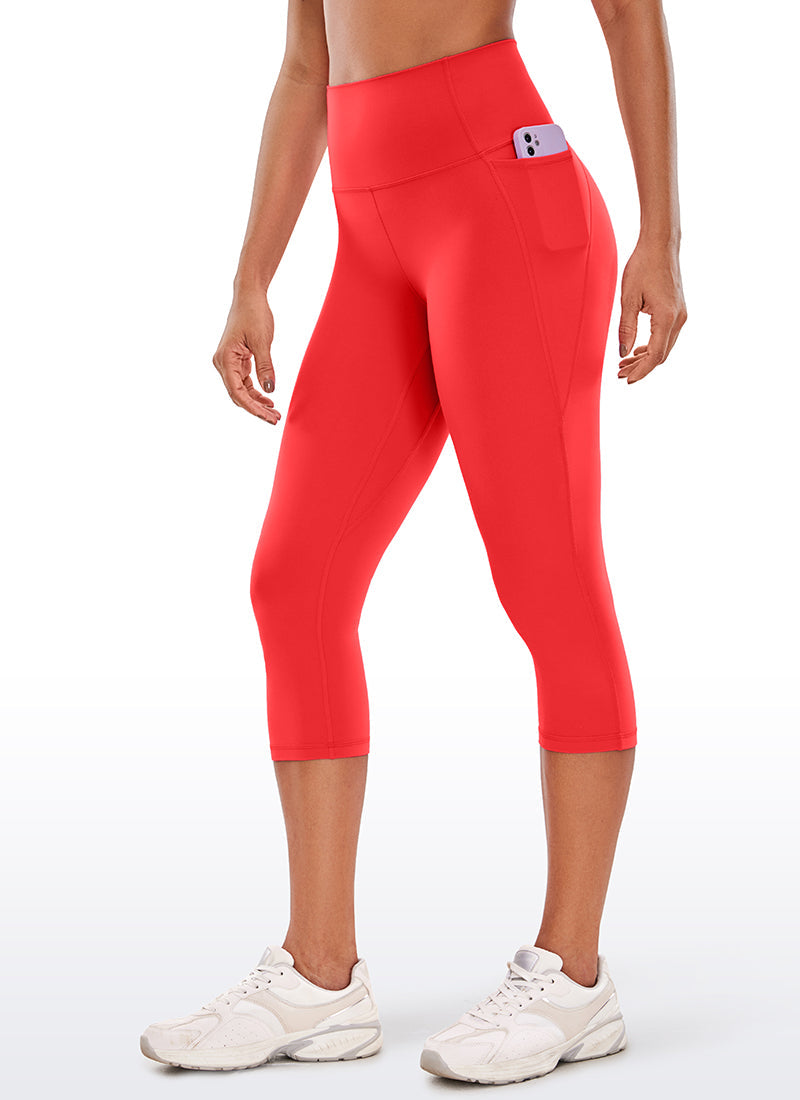 Yoga Leggings with Pockets - Butterluxe Fabric, 19 Inch Deep Red - view 1