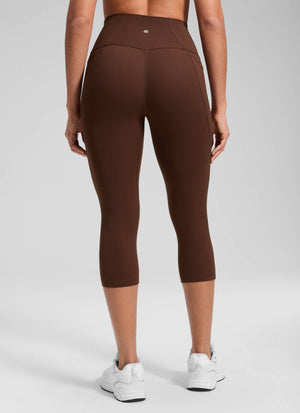 Yoga Leggings with Pockets - Butterluxe Fabric, 19 Inch Lava Brown - view 2