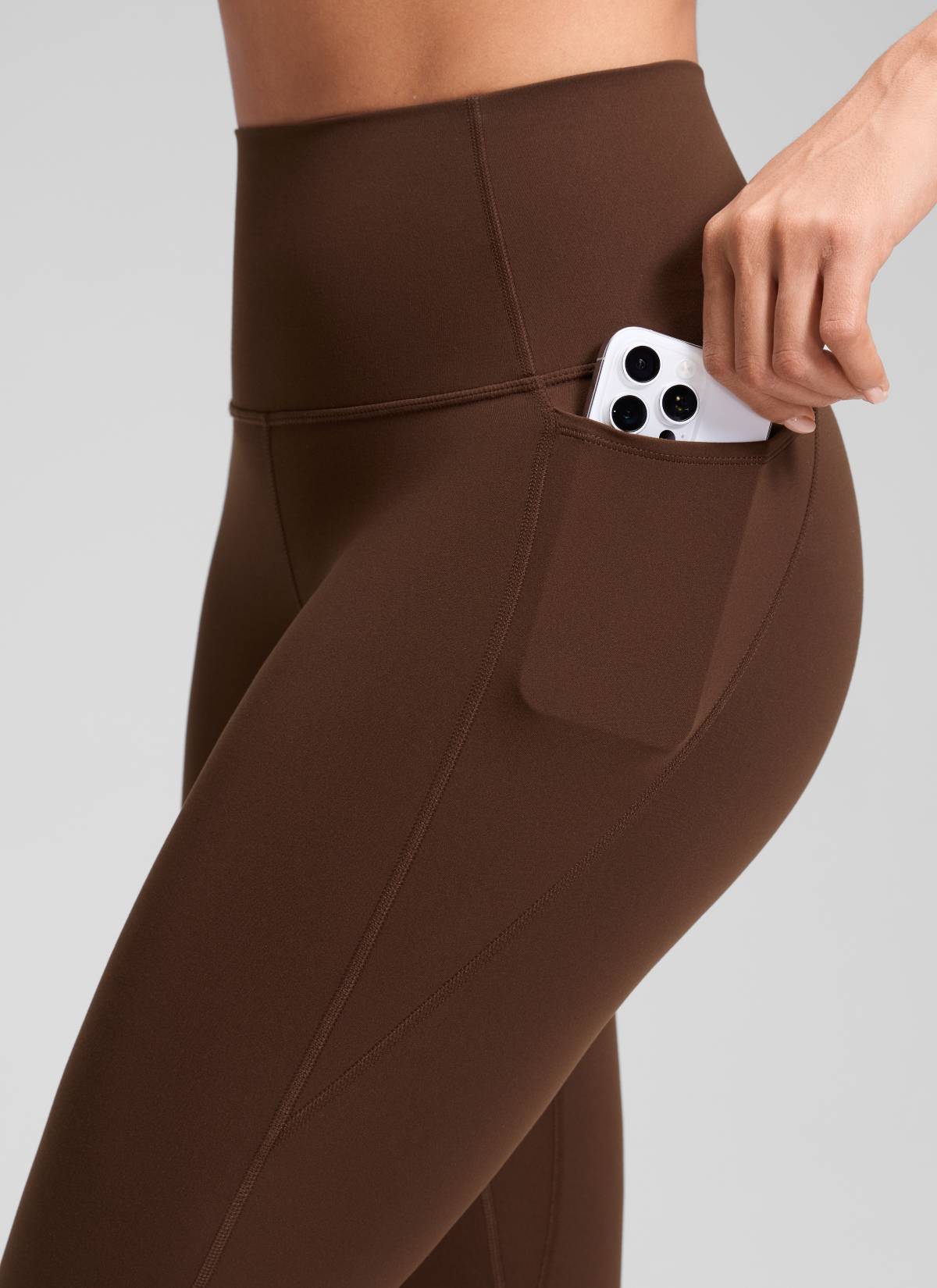 Yoga Leggings with Pockets - Butterluxe Fabric, 19 Inch Lava Brown - view 4