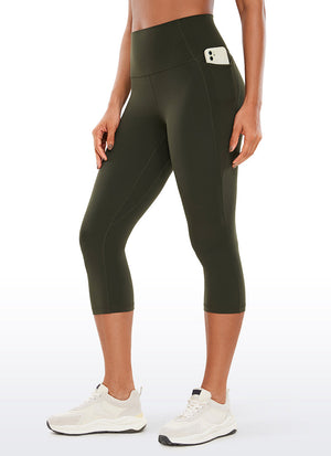 Yoga Leggings with Pockets - Butterluxe Fabric, 19 Inch Olive Green - view 1