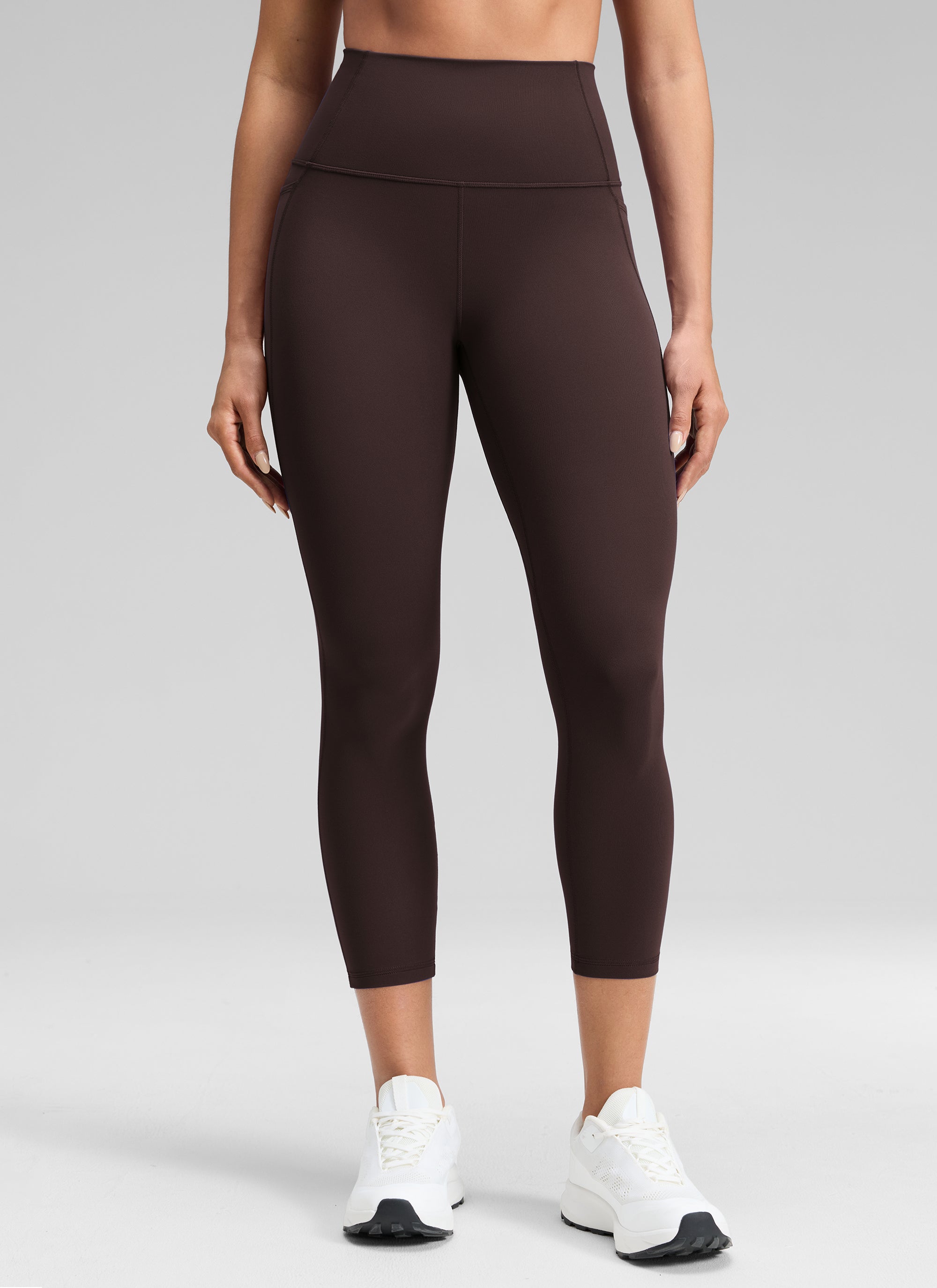 Yoga Leggings with Pockets - Butterluxe Fabric, 23 Inch Hot Fudge Brown - view 1