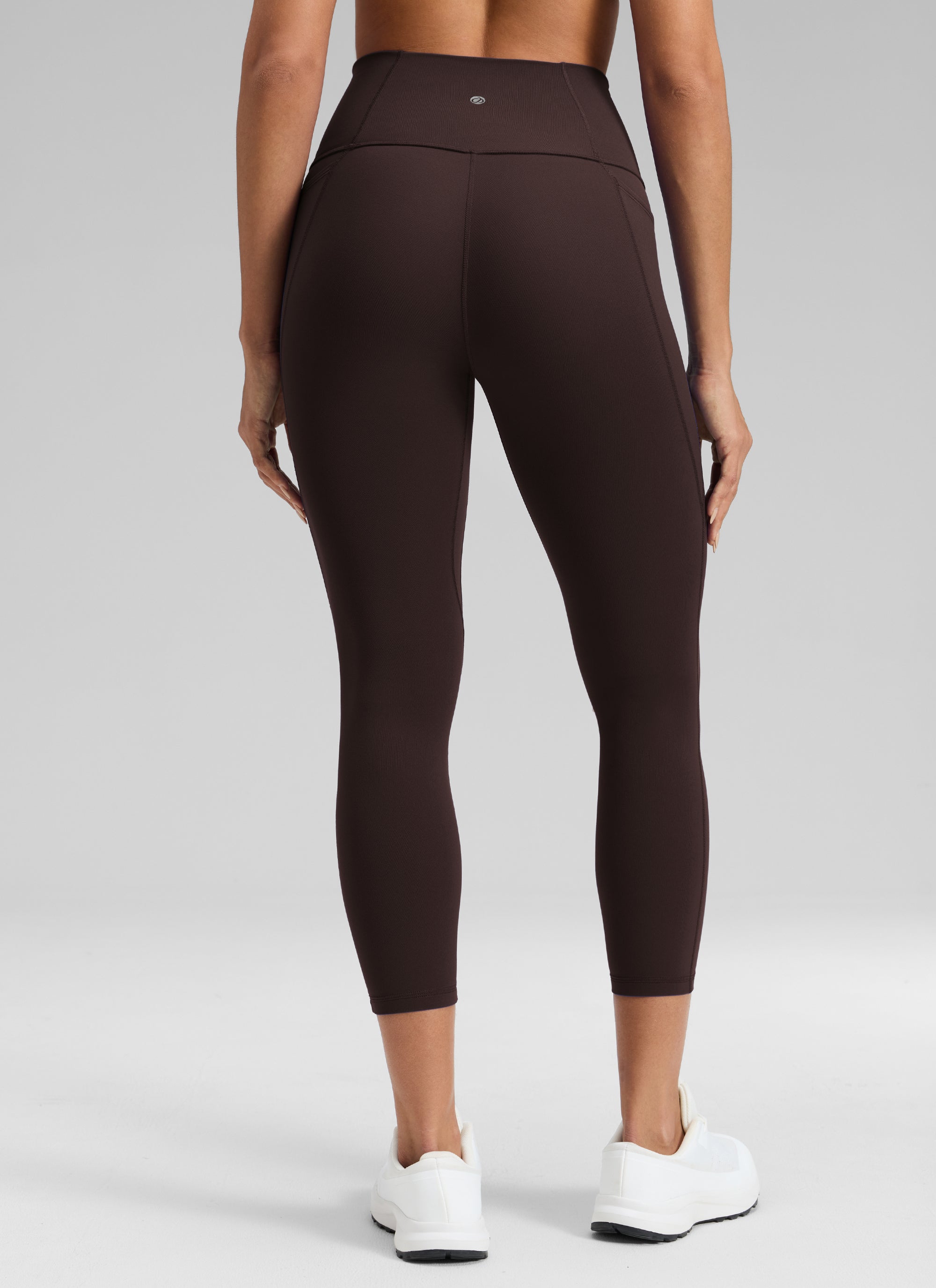 Yoga Leggings with Pockets - Butterluxe Fabric, 23 Inch Hot Fudge Brown - view 2