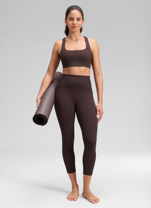 Yoga Leggings with Pockets - Butterluxe Fabric, 23 Inch Hot Fudge Brown - view 3
