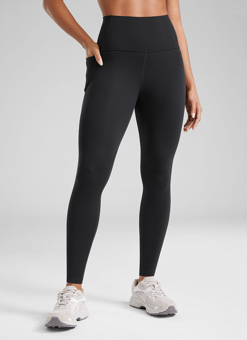 Yoga Leggings with Pockets - Butterluxe Fabric, 28 Inch Tall Black - view 1