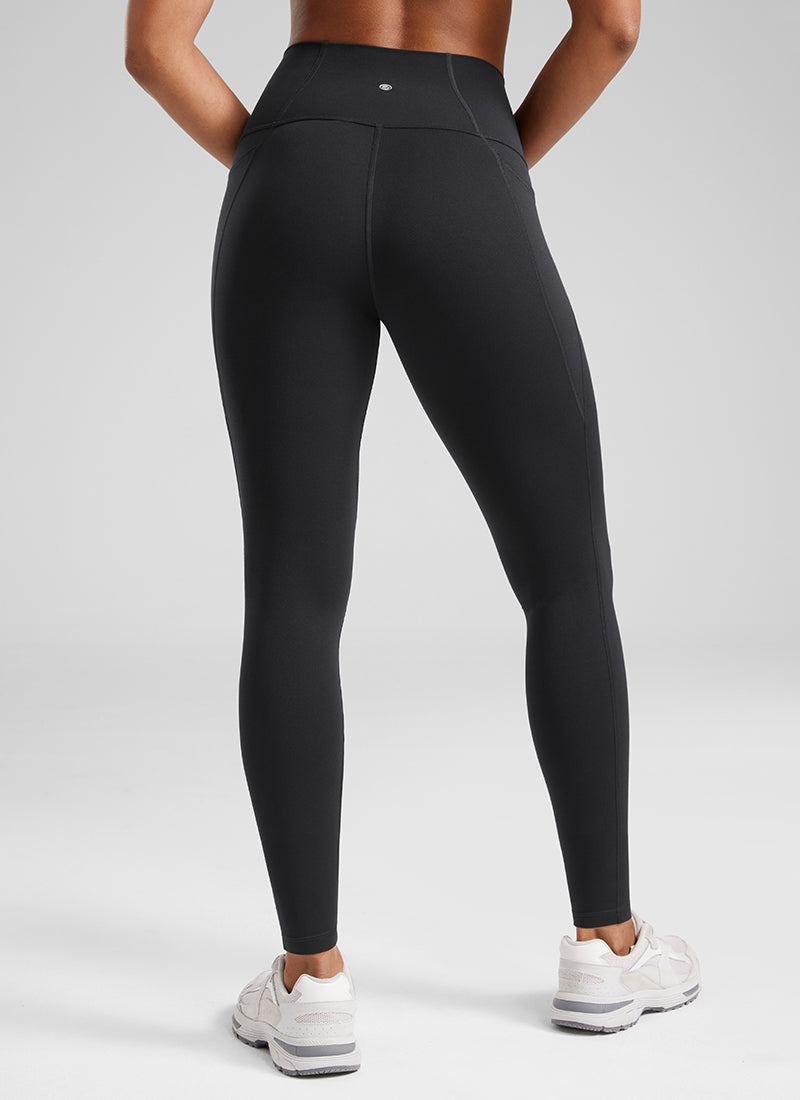Yoga Leggings with Pockets - Butterluxe Fabric, 28 Inch Tall Black - view 2