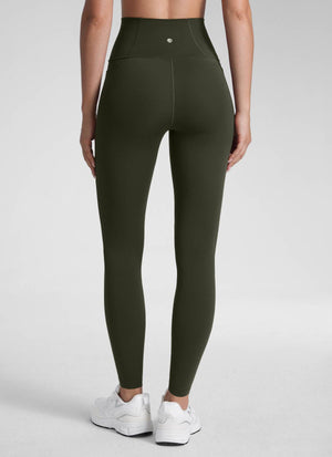 Yoga Leggings with Pockets - Butterluxe Fabric, 28 Inch Tall Olive Green - view 2