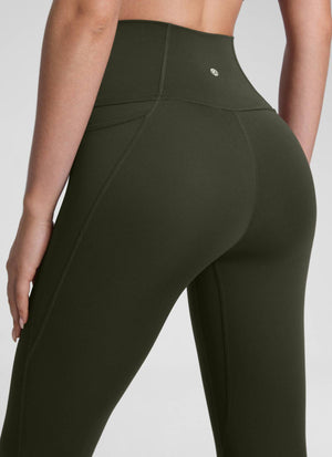 Yoga Leggings with Pockets - Butterluxe Fabric, 28 Inch Tall Olive Green - view 4