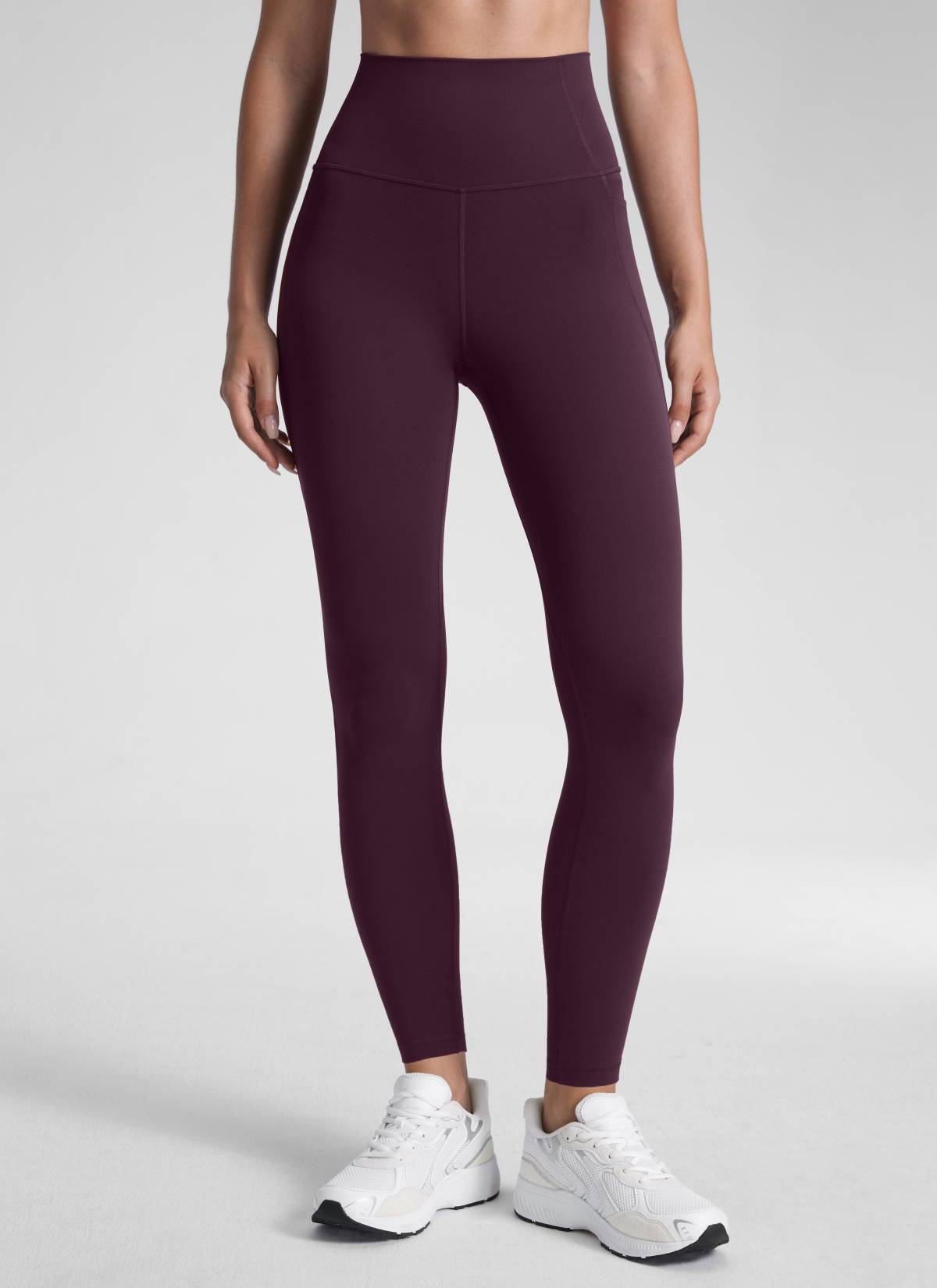 Yoga Leggings with Pockets - Butterluxe Fabric, 28 Inch Tall Deep Purple - view 1