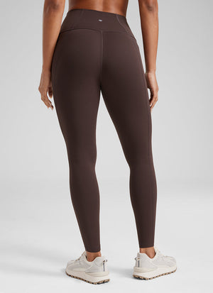 Yoga Leggings with Pockets - Butterluxe Fabric, 28 Inch Tall Hot Fudge Brown - view 2