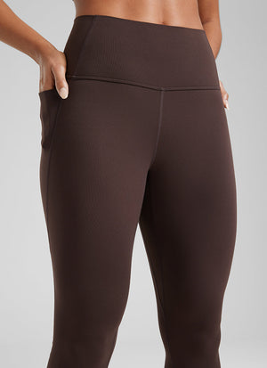 Yoga Leggings with Pockets - Butterluxe Fabric, 28 Inch Tall Hot Fudge Brown - view 3