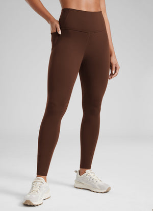 Yoga Leggings with Pockets - Butterluxe Fabric, 28 Inch Tall Lava Brown - view 1