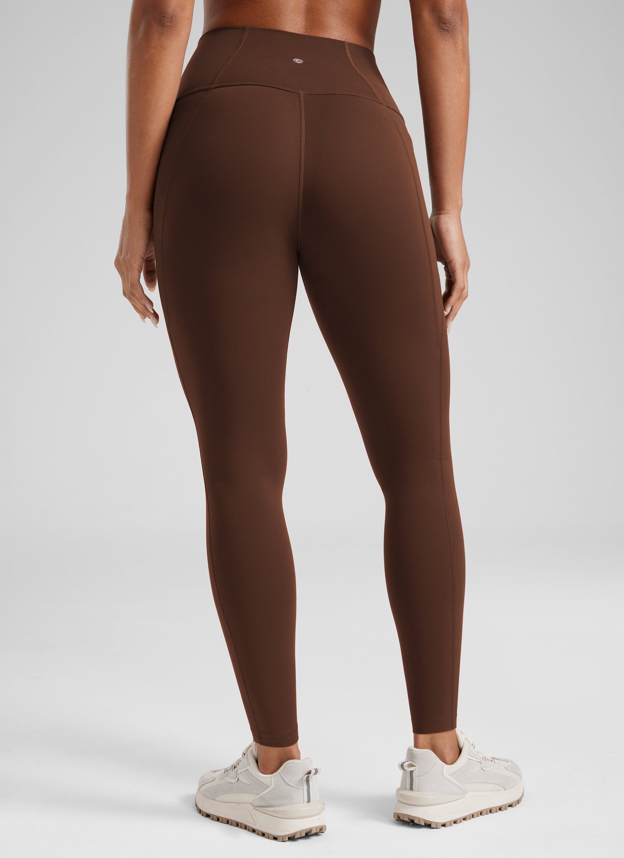 Yoga Leggings with Pockets - Butterluxe Fabric, 28 Inch Tall Lava Brown - view 2