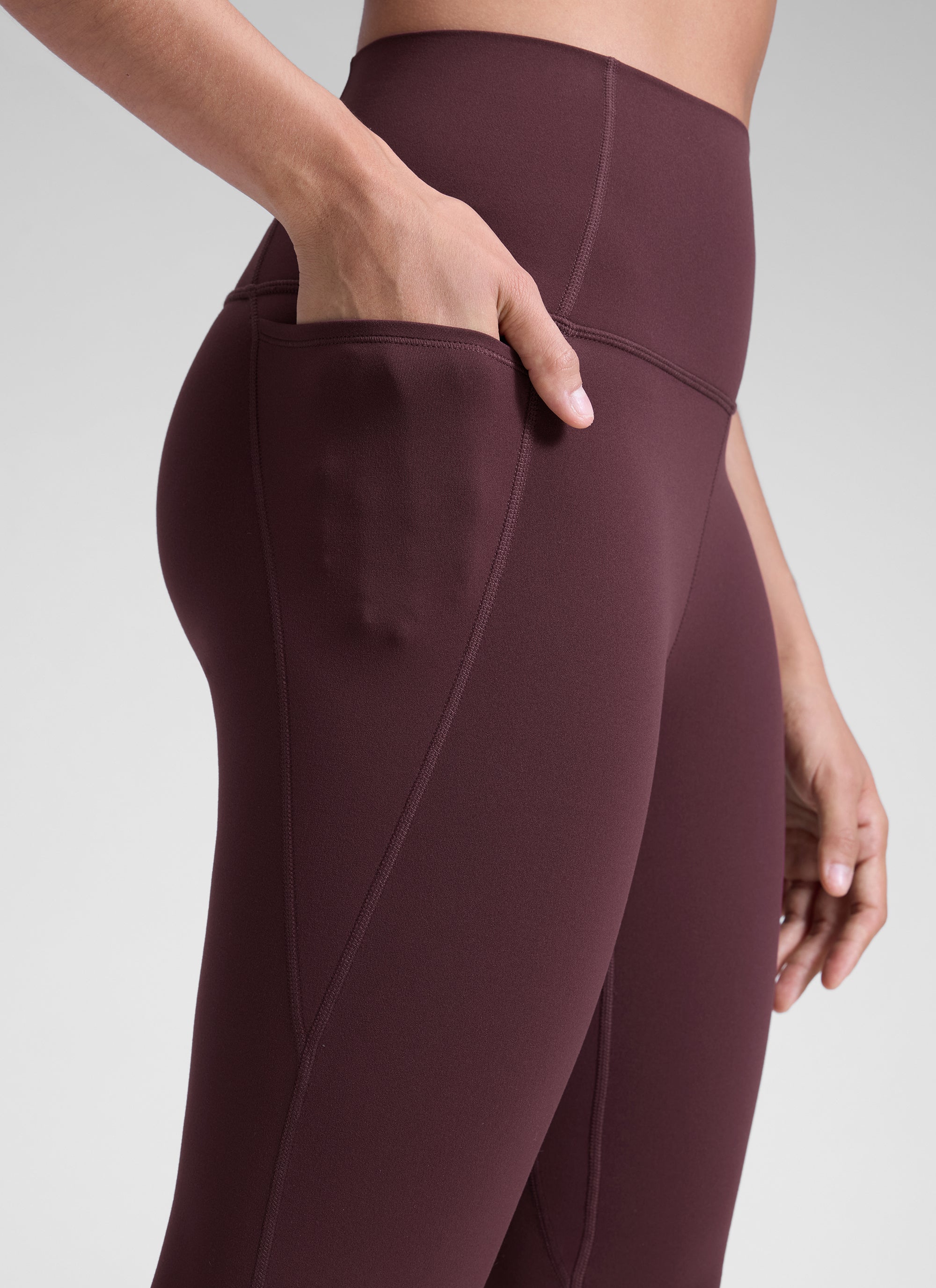Yoga Leggings with Pockets - Butterluxe Fabric, 28 Inch Tall Ripe Plum - view 4