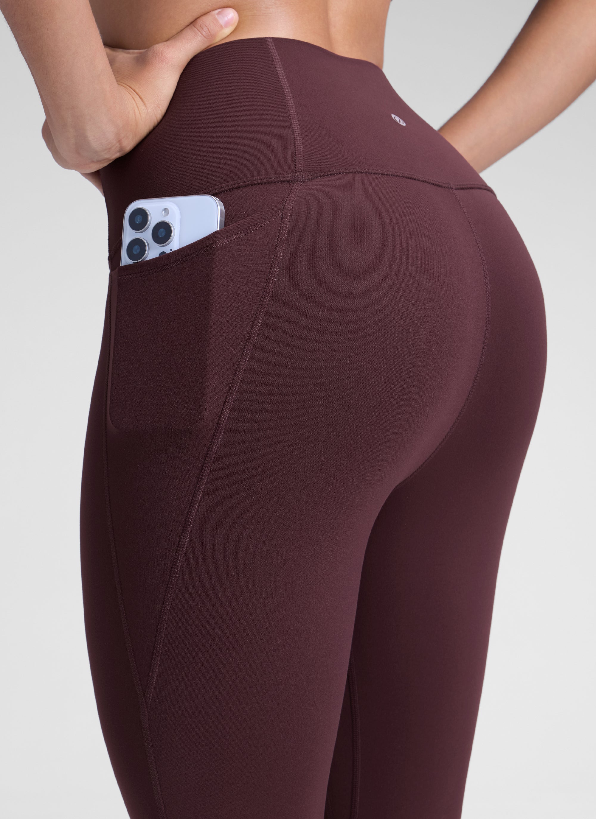 Yoga Leggings with Pockets - Butterluxe Fabric, 28 Inch Tall Ripe Plum - view 5