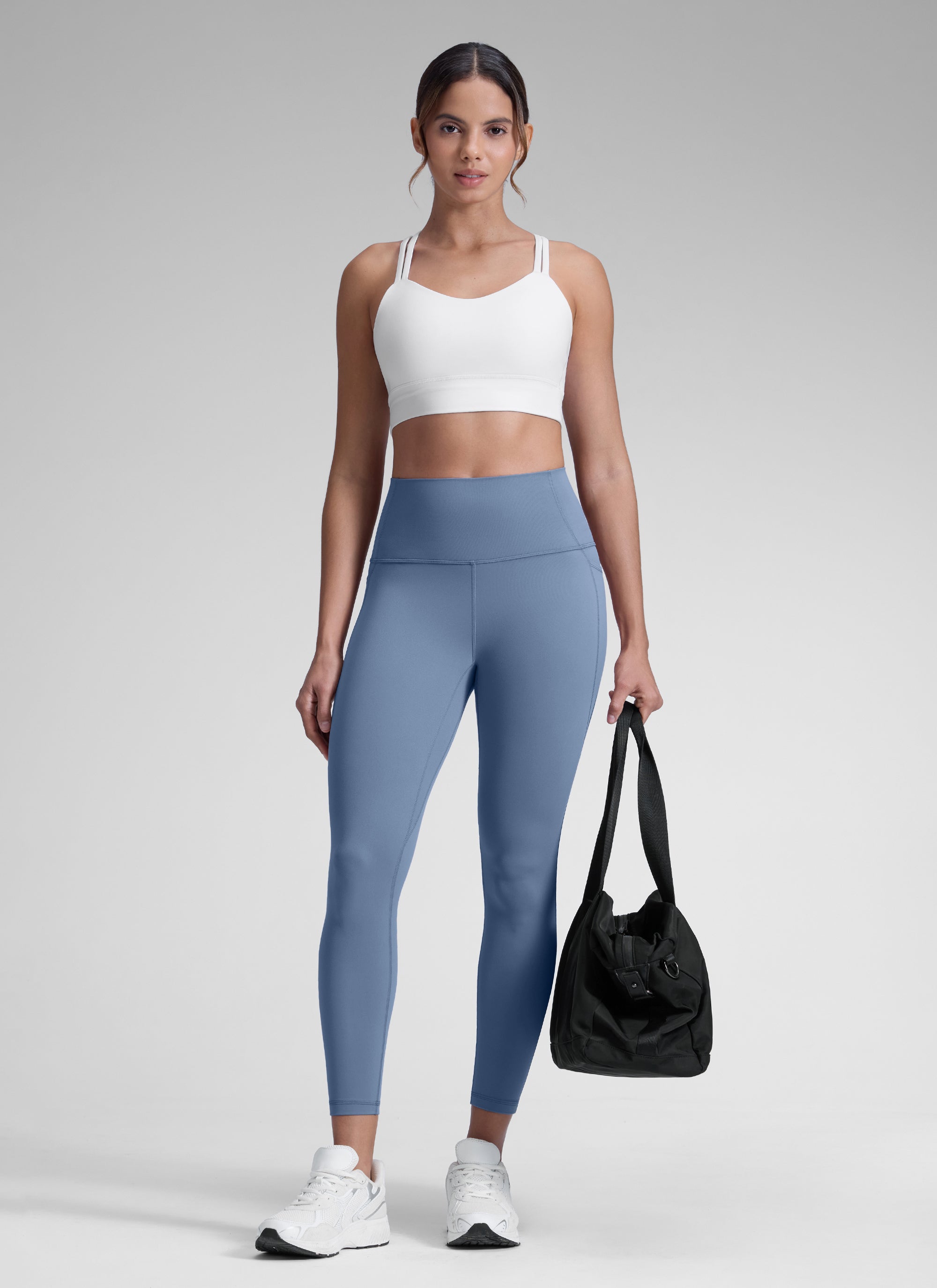 Yoga Leggings with Pockets - Butterluxe Fabric, 28 Inch Tall Washed Denim - view 3