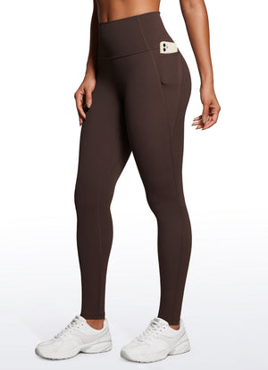 Yoga Leggings with Pockets - Butterluxe Fabric, 30 Inch Hot Fudge Brown - view 1