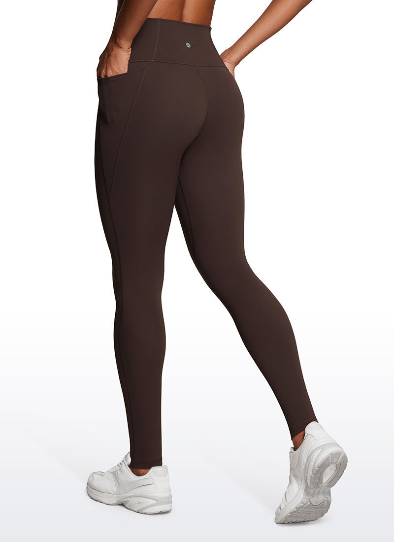 Yoga Leggings with Pockets - Butterluxe Fabric, 30 Inch Hot Fudge Brown - view 2