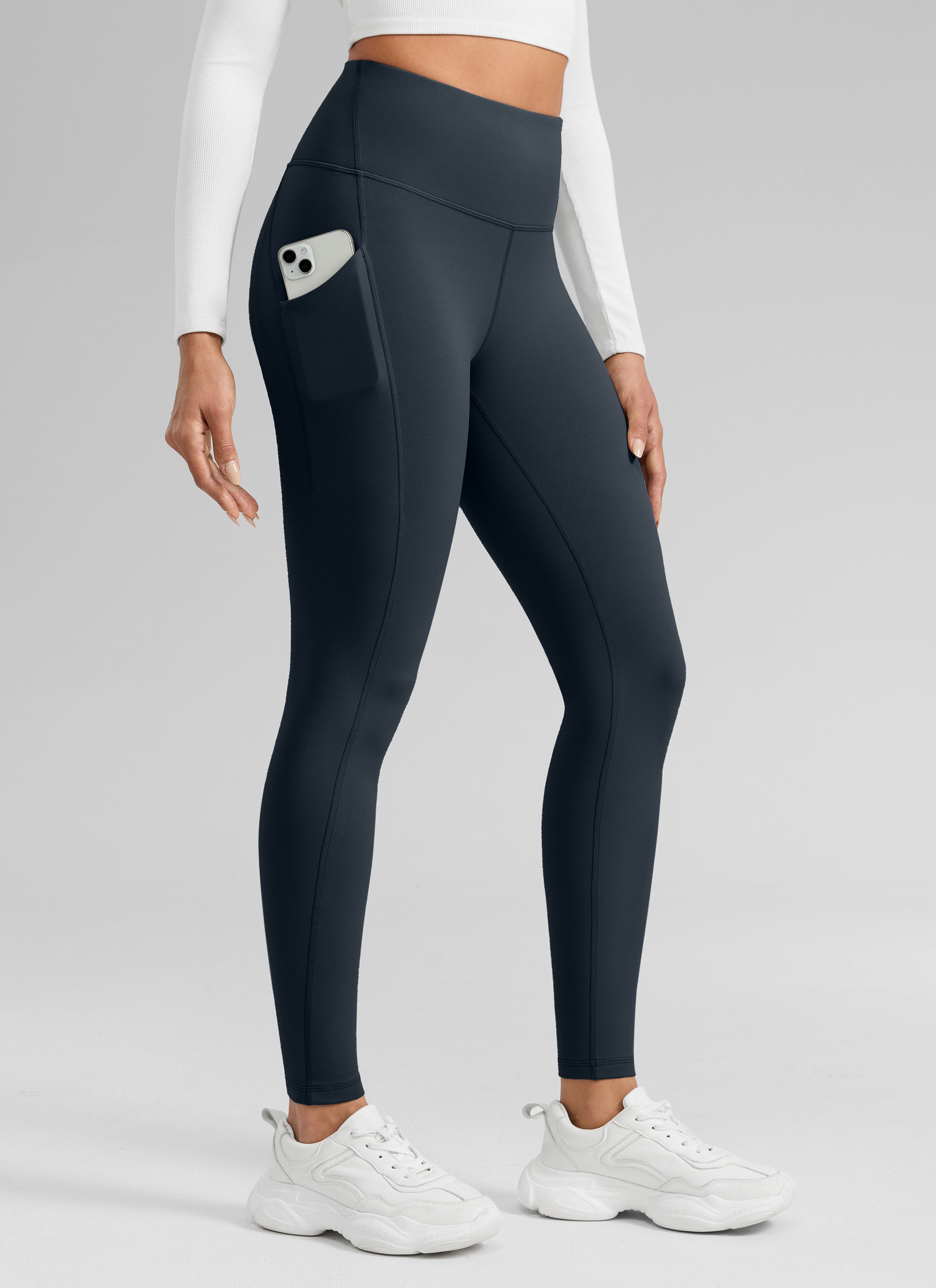Water Resistant Hiking Leggings - Fleece Lined, High Waist True Navy - view 1
