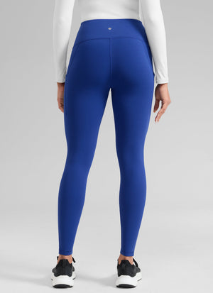 Water Resistant Hiking Leggings - Fleece Lined, High Waist Waves Blue - view 2
