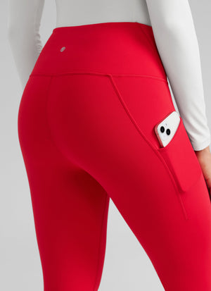 Water Resistant Hiking Leggings - Fleece Lined, High Waist Aurora Red - view 4