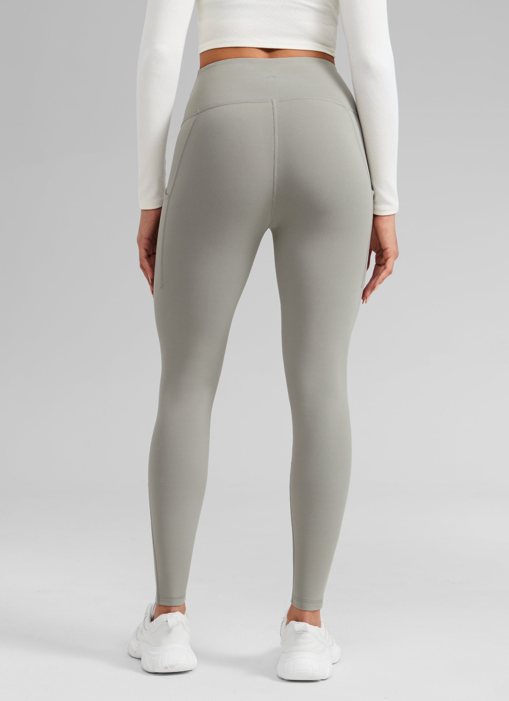 Water Resistant Hiking Leggings - Fleece Lined, High Waist Rocky Grey - view 2