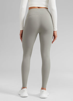 Water Resistant Hiking Leggings - Fleece Lined, High Waist Rocky Grey - view 2