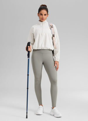 Water Resistant Hiking Leggings - Fleece Lined, High Waist Rocky Grey - view 3